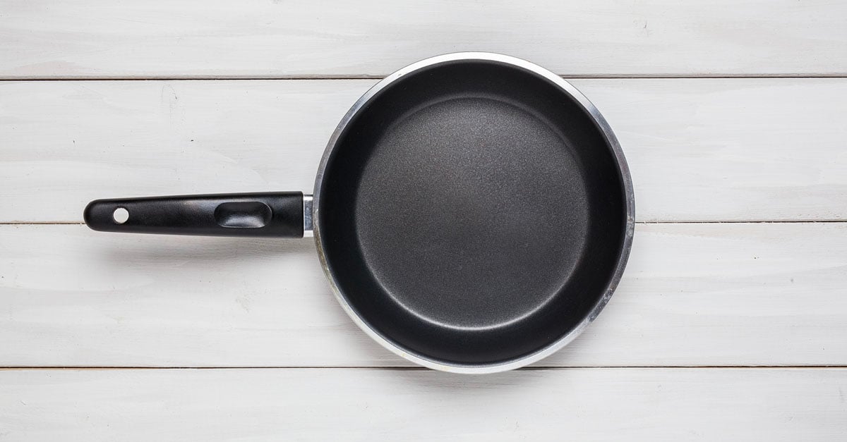Nonstick pan on counter